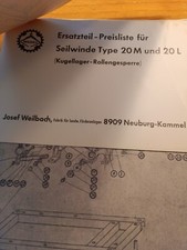 Ersatzteill. Betriebsanleitung Weilbach Seilwinde Doppelwinde D20L M Traktor   2