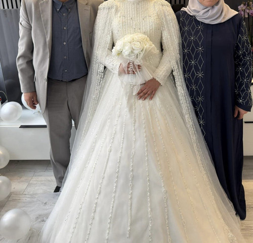 Brautkleid linie tüll weiß - brautkleid,