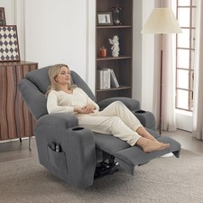 Fernsehsessel mit Massage, Heizung, Relaxsessel mit Liegefunktion Grau DE