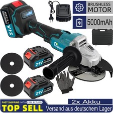 21V Akku Winkelschleifer Trennschleifer Schleifmaschine Flex +2 Akku