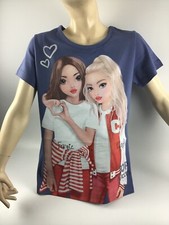 Top Model Kinder T-Shirt Mädchen, kurz,128,140,152,164,blau,Glitzer,Print