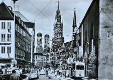 AK München Marienplatz Rathaus Tram 1961