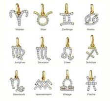 Sternzeichen Anhänger mit Zirkonia Steinen ,Echt Gold333(8K), Juwelier Qualität