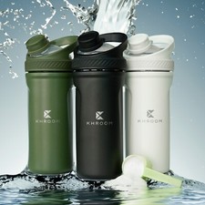 Protein Shaker Edelstahl 750ml Thermofunktion Eiweiß Shaker Fitness von Khroom