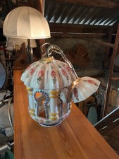 Handbemalte Keramik-Hängeleuchte / Laterne – Mediterran / Provence – Vintage