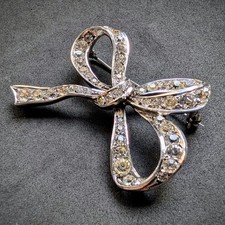 Jugendstil Brosche 835 Silber Schleife Paste Silberschmiedearbeit alt c. 1920 S