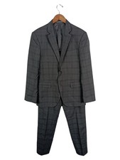 Calvin Klein Herren Anzug Kariert Business Wolle Grau Gr. 50/L