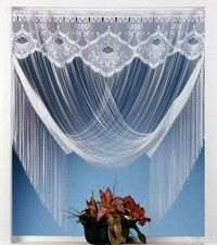 Fadengardine Vorhang Scheibengardine raffbar edler Jacquard Blumen Borte Typ32