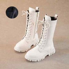 Winterstiefel Schuhe Gr. 27-37 Mädchen Kinder weiss creme warm hoch flach