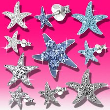 Ohrringe echt 925er Silber für Kinder Damen Mädchen Ohrstecker Stern Seestern