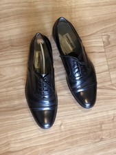Lorenzo Banfi Herren Leder Oxford Cap Toe Schuhe Schwarz Gr.12/46 Schnürschuhe