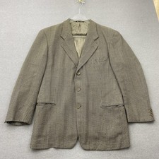 Giorgio Armani Le Collezioni Sakko 50 Wolle Beige Schwarz Hahnentritt Vintage