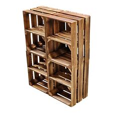 4er Set Holzkisten Weinkisten Obstkiste Klein Geflammt Regal aus Holz 40x30x25cm