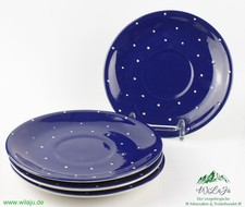 Rheinsberger Keramik Manufaktur Blau 1 Punkt Untertasse 4er Set Landhaus Stil
