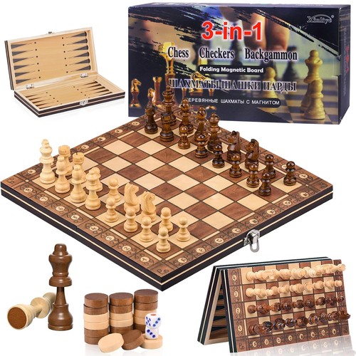 Magnetisches schachspiel holz - schachspiel,