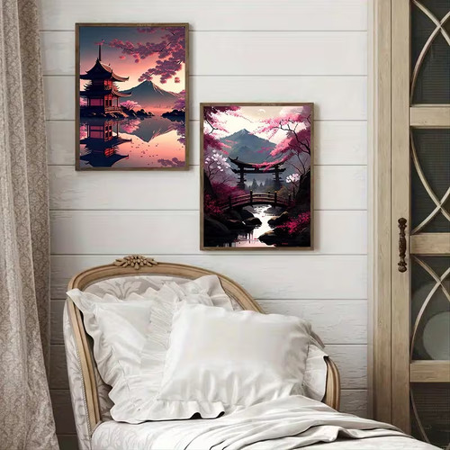 2er leinwanddruck set japan - leinwanddruck,