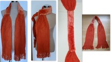 Toller SCHAL 2erlei Stoff Kuschelweicher FLAUSCH + WEBPELZ Orange 180 cm  NEU