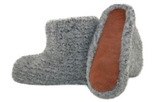 Hausschuhe Hüttenschuhe Lammwolle Schafwolle Wollschuhe Wildleder Grau Gr.36-47