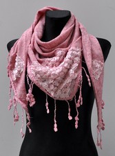 Dreieckstuch Halstuch Schal Stola Damen Fransen Faltens​chal Cotton Blumendekor