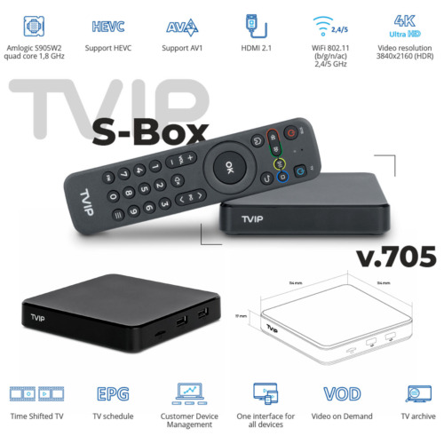 Tvip box 705 iptv 4k - v.705, uhd