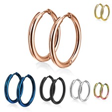 2er Set 316L Edelstahl Creolen 08-20 mm Ohrring blau schwarz rose gold silber