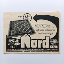 1954 Nord Versandhaus Hamburg Teppiche Bettwäsche Werbung Werbeanzeige Reklame