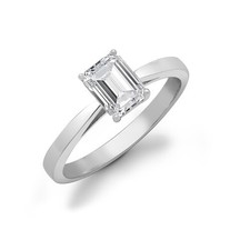 Echter Diamant Solitaire Ring 18 Karat Weißgold Smaragd Schliff 0.25 Größe...