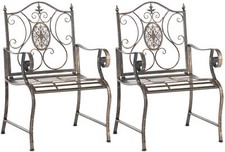 2er Set Eisenstühle Punjab Terrassenstühle mit Armlehnen und edlen Verzierungen