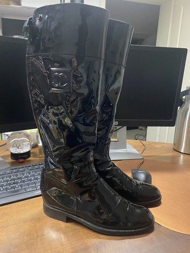 Chanel lackleder stiefel - chanel,
