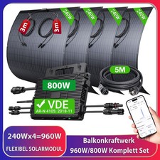 Balkonkraftwerk 960 Watt | 800W Komplettset mit FLEXIBEL SOLARPANEL PV Modul APP