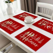 ADVENT TOP  - 6 schöne Tischsets -Platzsets aus Polyester in Leinenstruktur