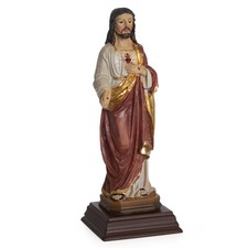 Jesus Christus Figur 13,5 cm – Handbemalte Heiligenstatue mit Herz – Christliche