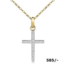 Kreuz Anhänger mit kleinen Zirk 585 Gold 20,4 mm  40,45,50 cm  Goldketten