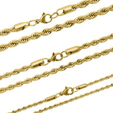 Edelstahl Kette Rope Kordelkette Zopfkette Seilchenkette Gold Silber Unisex