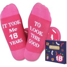 Geburtstagsgeschenke Frauen Socken für 18. Geburtstag Pink Herzmuster Baumwol...