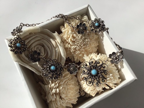 Kette collier silber filigran - silber,