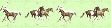 Kinder Tapeten Bordüre Pferde Ponys grün braun Little Stars 35838-1 (24,11€/1qm)
