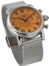 Löwenstein Armbanduhr Schaltrad-Chronograph mit Handaufzugwerk Milanaiseuhrband