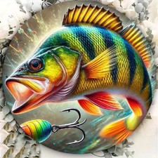 Blechschild rund Barsch Fisch