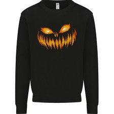 Kürbis Gesicht Halloween Horror Gruselige Herren Sweatshirt Pullover