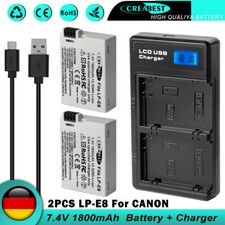2x LP-E8 Akku + Dual Ladegerät Für Canon EOS 700D 600D 550D 650D Rebel T5i T4i