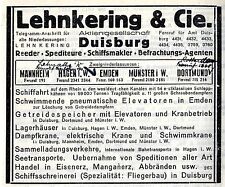 Lehnkering & Cie. Duisburg Reeder Spediteure Schiffsmakler Reklame 1925
