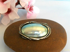 Wunderschöne ältere Brosche Silber 925, Modernist, phantastische Mabe Perle