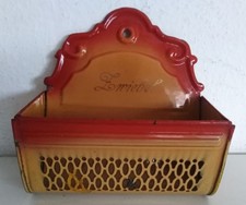 Antiker Emaille Zwiebelbehälter Zwiebelkorb Wandkorb Email 40er Jahre