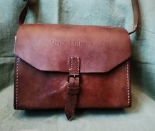 Genie Militaire Vintage Leder Umhängetasche Französische Armee Braun