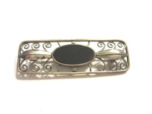 Antike silberbrosche mit onyx - antike,