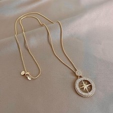 Stylish Eight Pointed Star, 18K Plated, Pullover lange Kette Modeschmuck Anhänge
