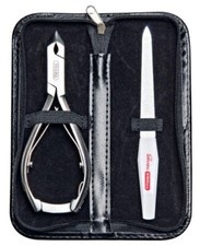 Nagelzange Kopfschneider Set Titania inkl. Nagelfeile Etui Metall silber B-WARE