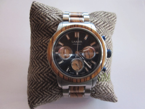 Holzuhr laimer chrono blau - holzuhr,