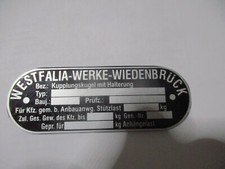 Typenschild AHK Kupplung Anhängerkupplung westfalia oldtimer s95 Kupplungskugel